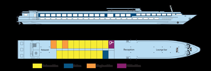 MS Douce France Deckplan Oberdeck