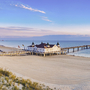 Luftbild vom Ahlbecker Strand mit Seebrücke und Promenade