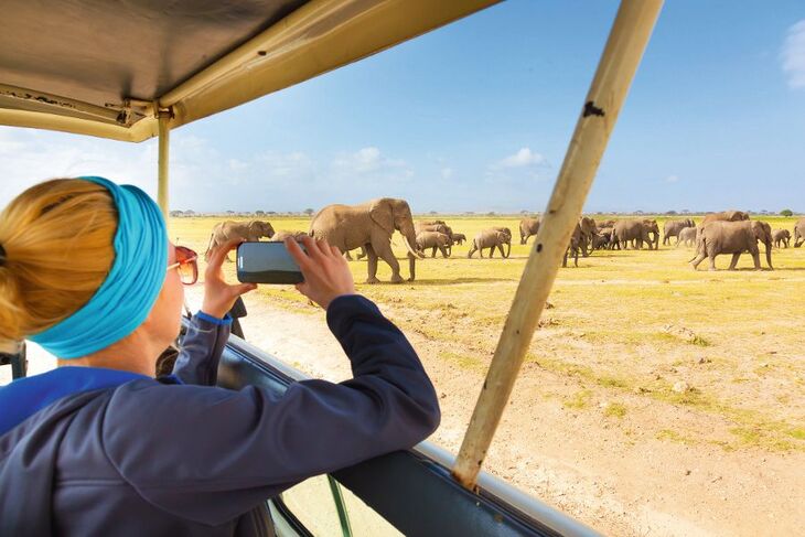 Frau, die auf afrikanische Tiersafari. - © kasto - Fotolia